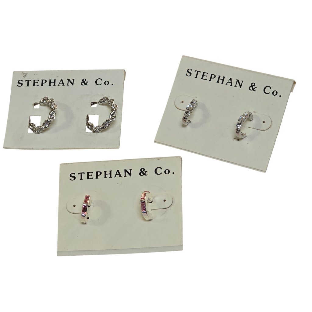 Stephan Co Womens Silver Plated Multi Small Hoop Earrings 3 Pairs 16$